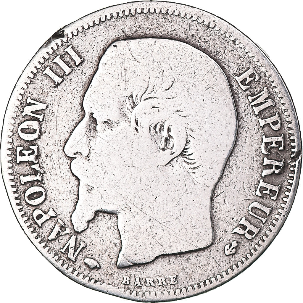 Coin, France, Napoleon III, Franc, 1858, Paris, VF(20-25), Silver, KM:779.1