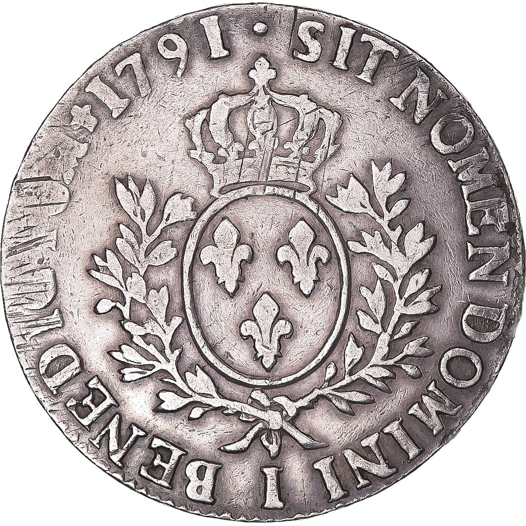 Moneta, Francia, Louis XVI, Ecu aux branches d'olivier, 1791, Limoges, MB+