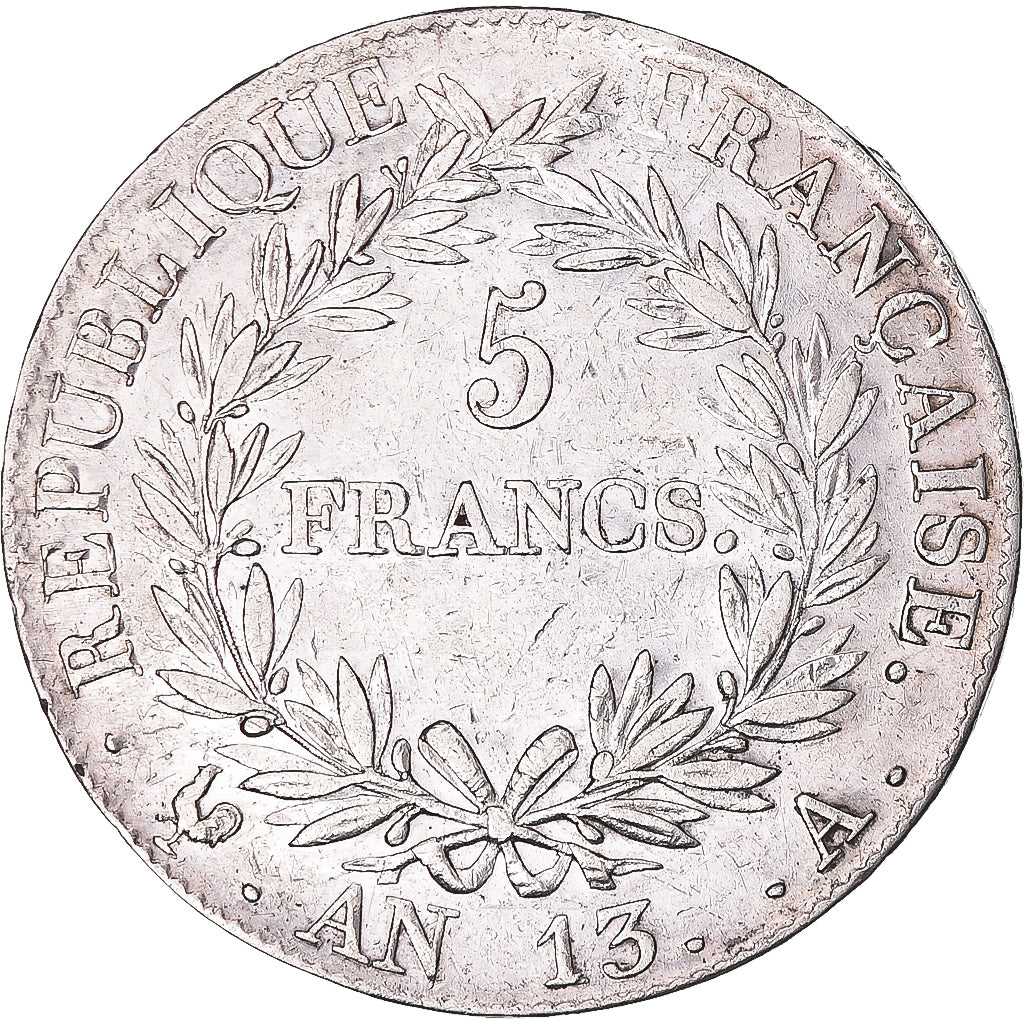 Munten, Frankrijk, Napoléon I, 5 Francs, AN 13, Paris, ZF+, Zilver, KM:662.1