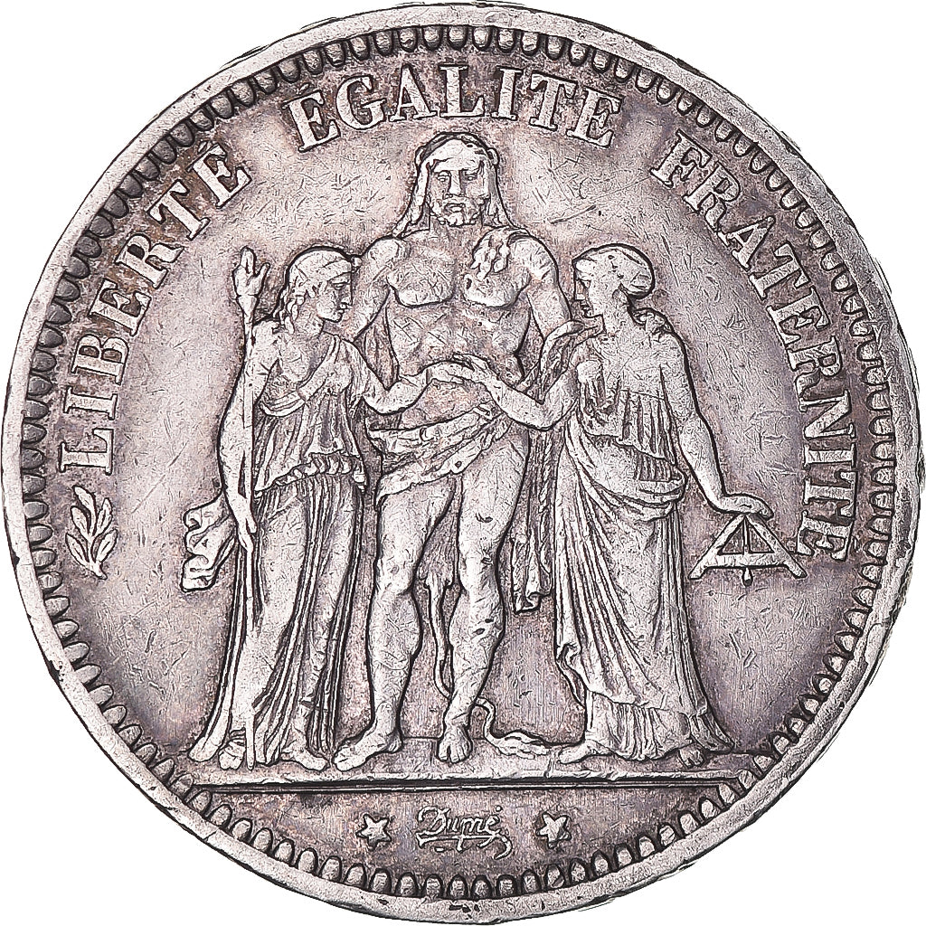 Moeda, França, Hercule, 5 Francs, 1870, Paris, Rara, EF(40-45), Prata
