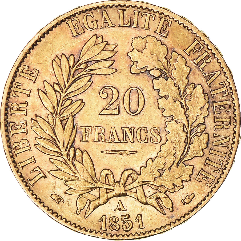 Moneda, Francia, Cérès, 20 Francs, 1851, Paris, EBC, Oro, KM:762, Gadoury:1059