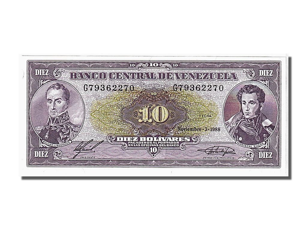 Banknote, Venezuela, 10 Bolívares, 1988, 1988-11-03, UNC(65-70)