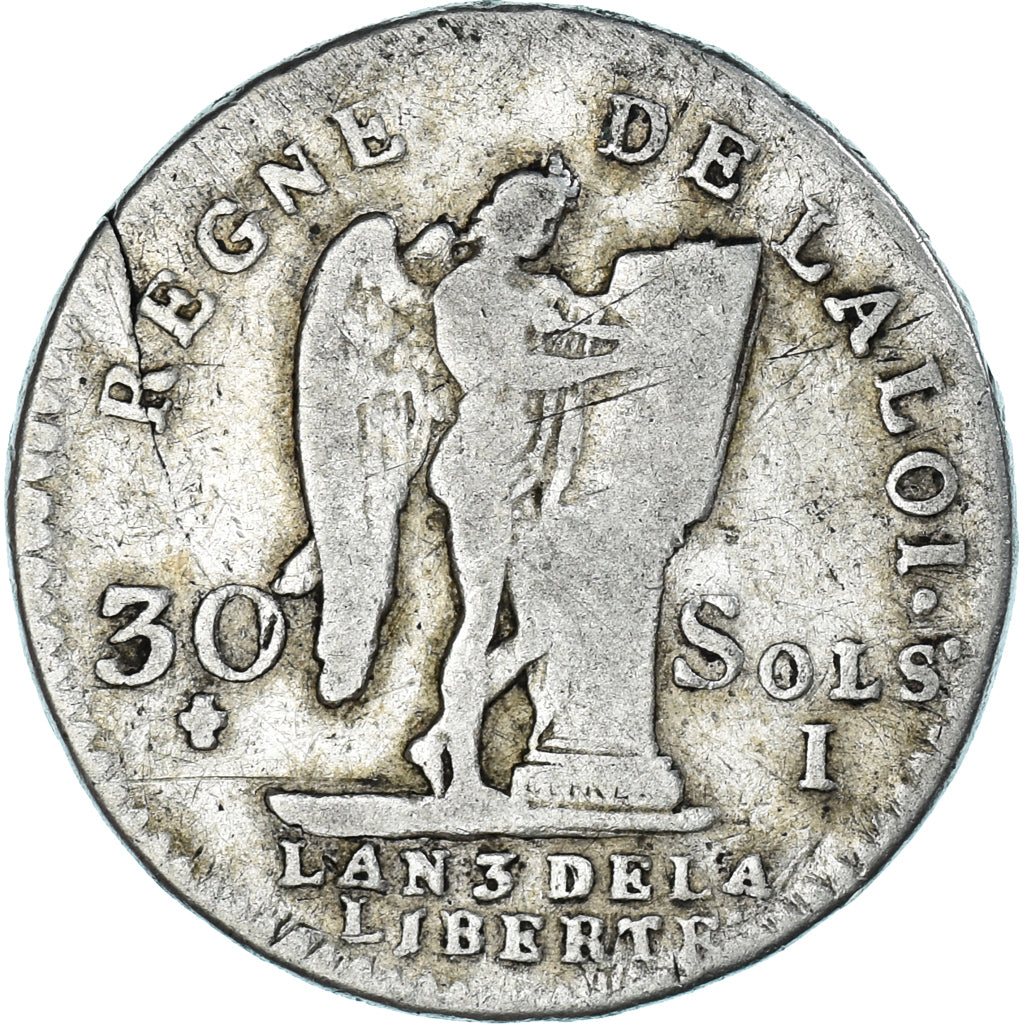 Coin, France, Constitution, 30 sols françois, 30 Sols, 1791, Limoges