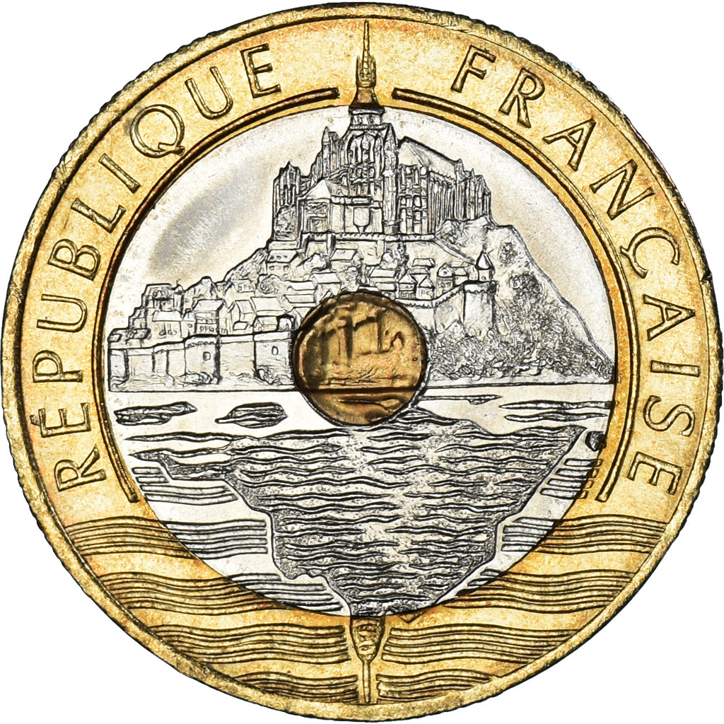 Coin, France, Mont Saint Michel, 20 Francs, 1992, Paris, AU(55-58)