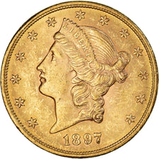 Coin, United States, $20, Double Eagle, 1897, Philadelphia, AU(50-53), Gold
