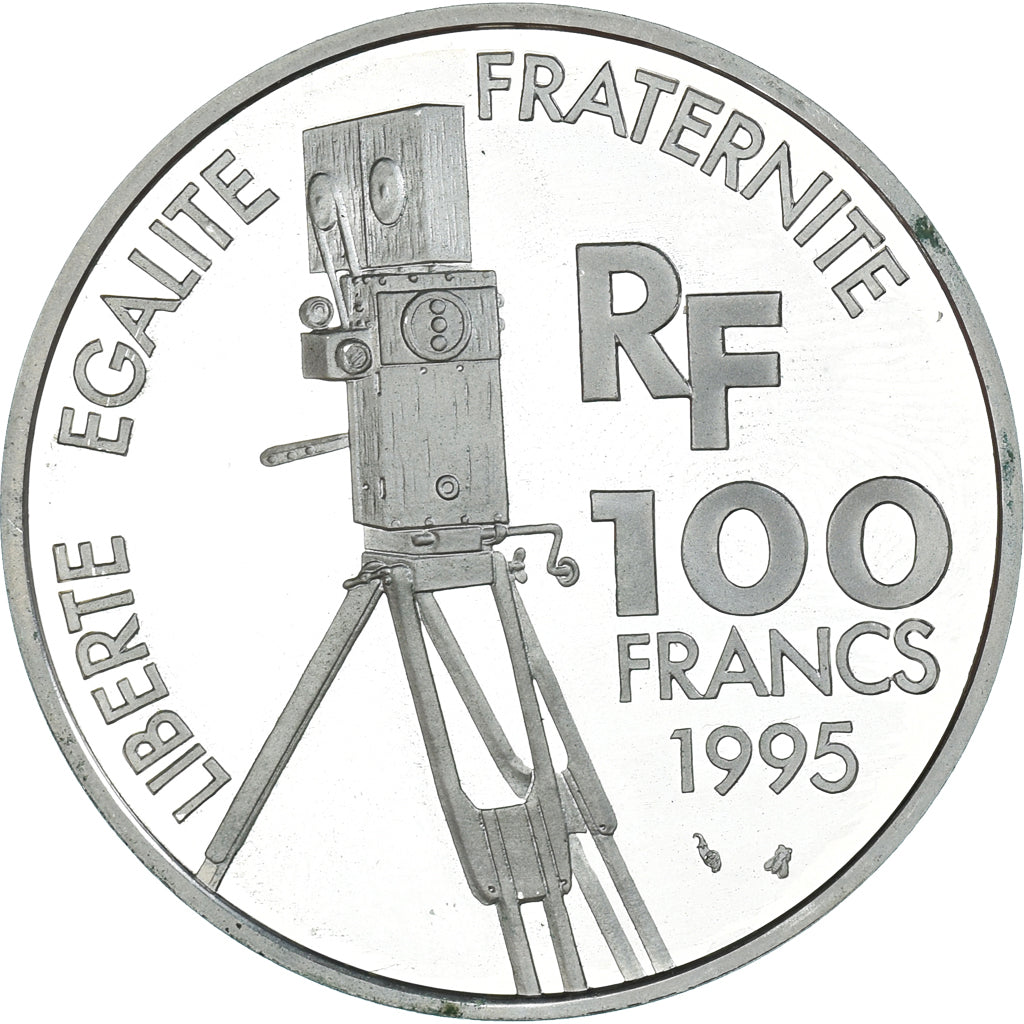 Munten, Frankrijk, Charlie Chaplin, 100 Francs, 1995, Paris, Proof, FDC, Zilver