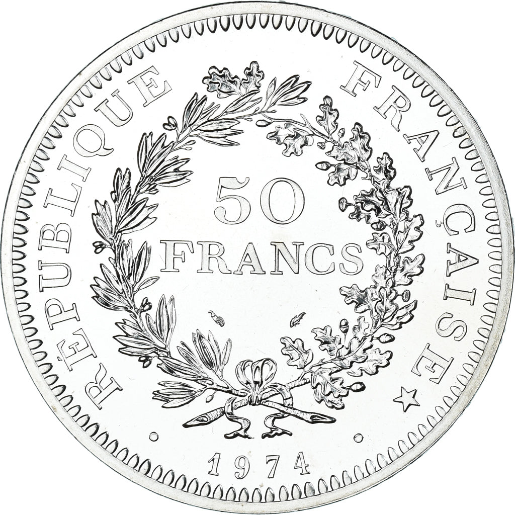 Coin, France, Hercule, 50 Francs, 1974, Paris, MS(65-70), Silver, KM:941.1