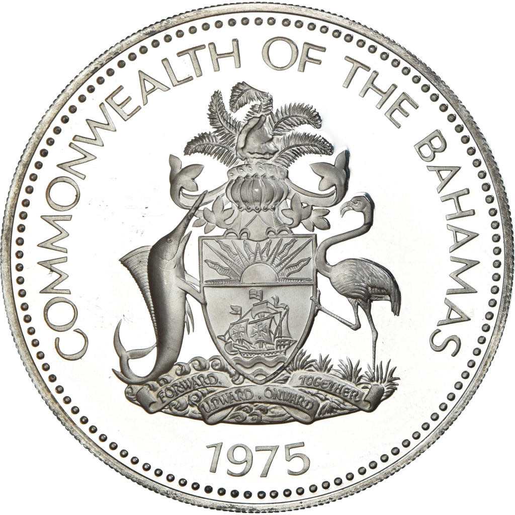 Coin, Bahamas, Elizabeth II, 10 Dollars, 1975, Franklin Mint, U.S.A., Proof