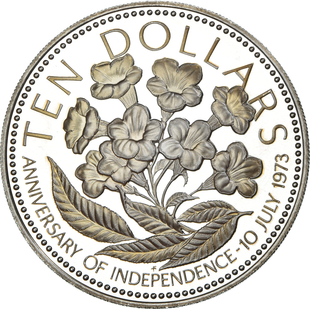 Coin, Bahamas, Elizabeth II, 10 Dollars, 1975, Franklin Mint, U.S.A., Proof