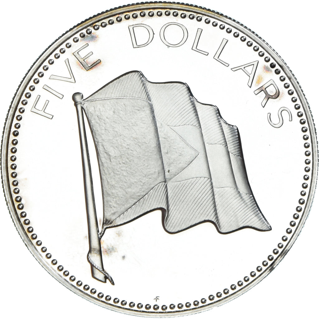 Monnaie, Bahamas, Elizabeth II, 5 Dollars, 1977, Franklin Mint, U.S.A., Proof