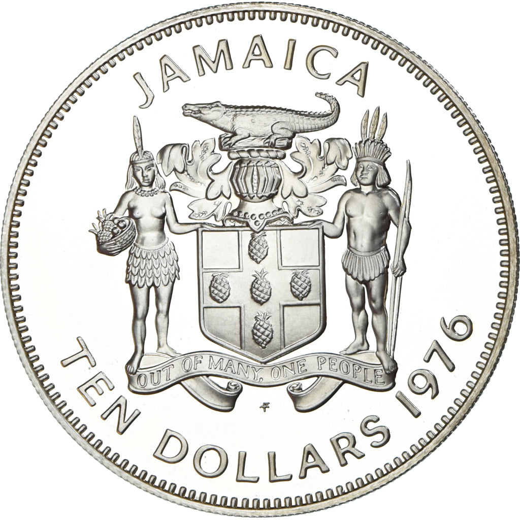 Coin, Jamaica, Elizabeth II, 10 Dollars, 1976, Franklin Mint, USA, Proof