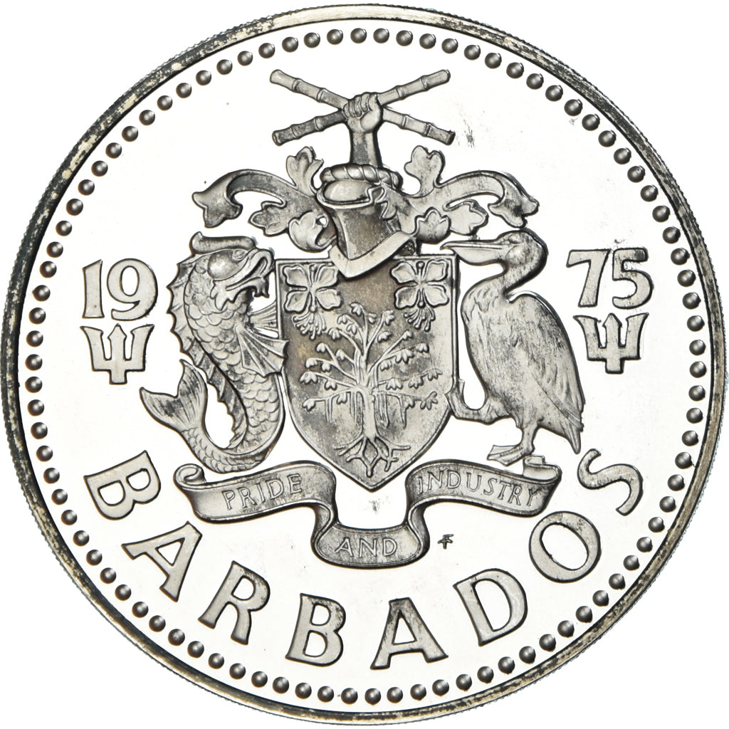 Monnaie, Barbade, 10 Dollars, 1975, Franklin Mint, Proof, FDC, Argent, KM:17a