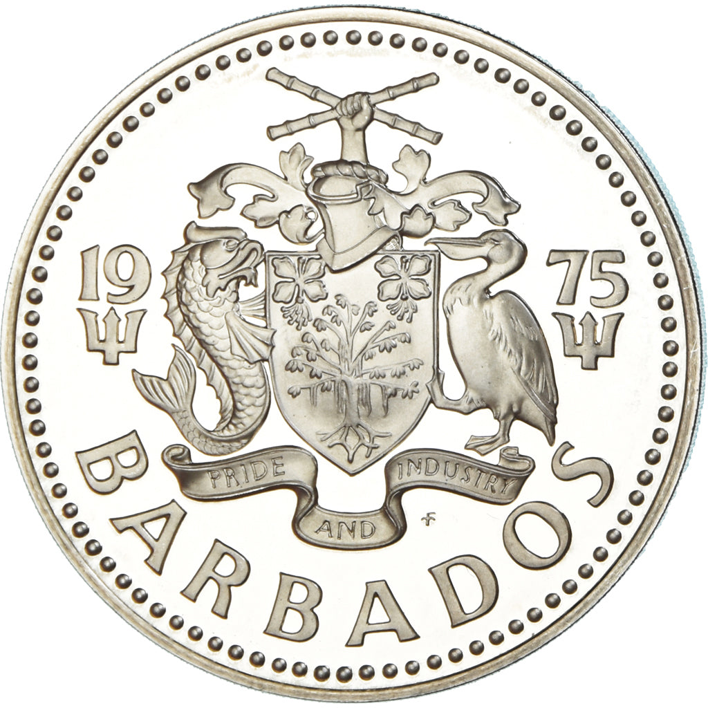 Monnaie, Barbade, 5 Dollars, 1975, Franklin Mint, Proof, FDC, Argent, KM:16a