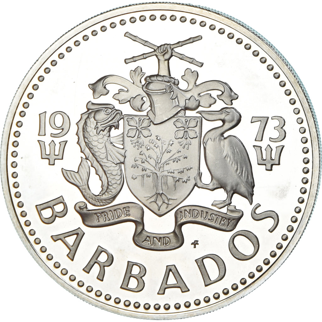 Monnaie, Barbade, 5 Dollars, 1973, Franklin Mint, Proof, FDC, Argent, KM:16a