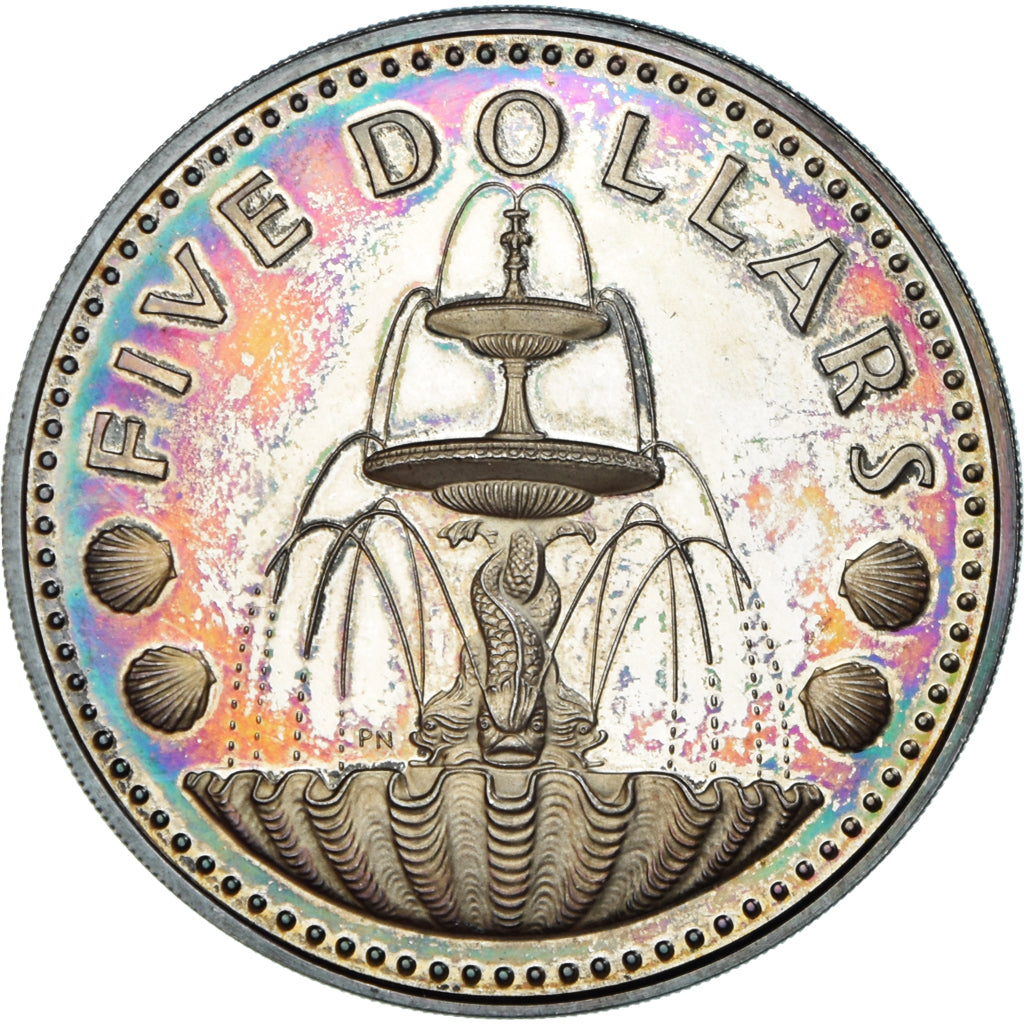 Monnaie, Barbade, 5 Dollars, 1973, Franklin Mint, Proof, FDC, Argent, KM:16a