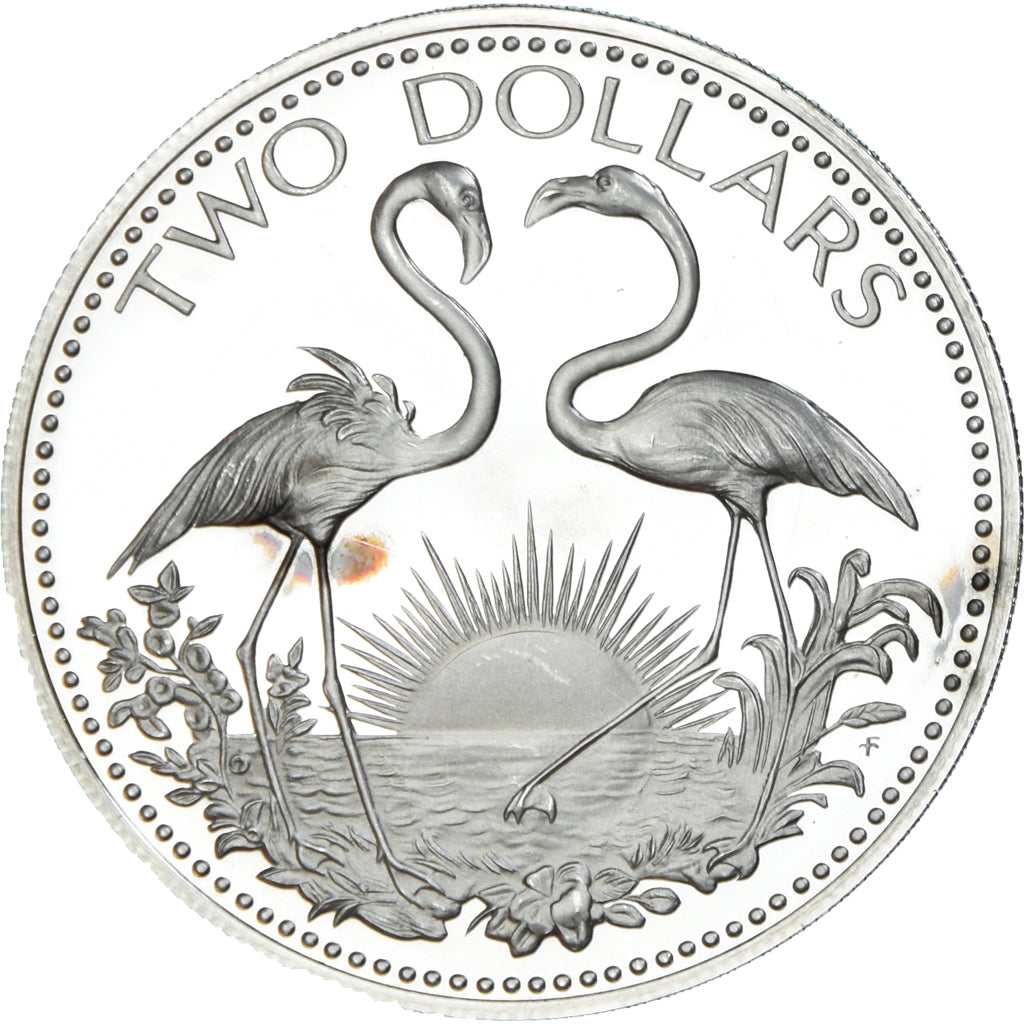 Coin, Bahamas, Elizabeth II, 2 Dollars, 1977, Franklin Mint, U.S.A., Proof