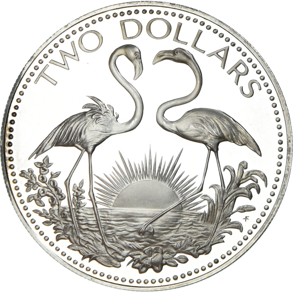 Coin, Bahamas, Elizabeth II, 2 Dollars, 1975, Franklin Mint, U.S.A., Proof