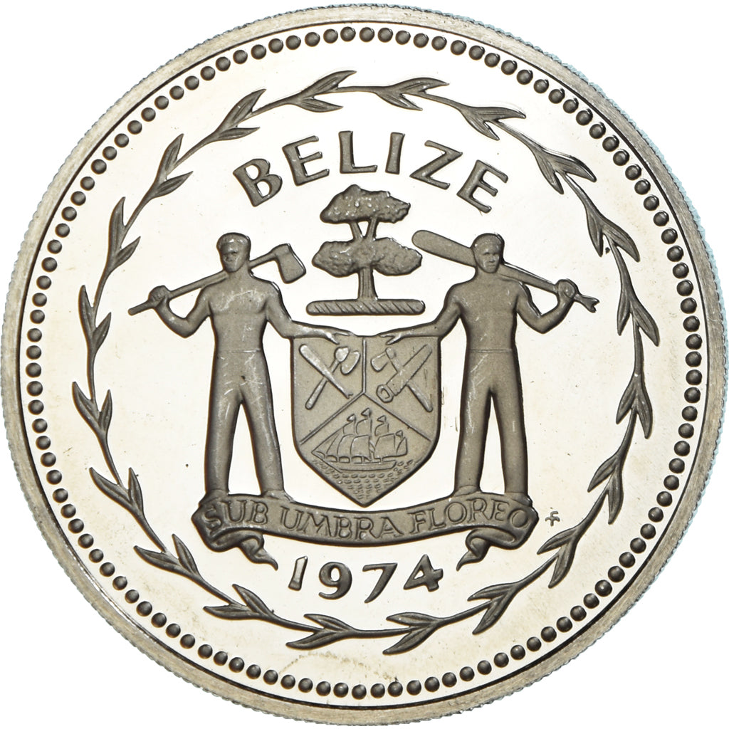 Coin, Belize, 10 Dollars, 1974, Franklin Mint, Proof, MS(65-70), Copper-nickel