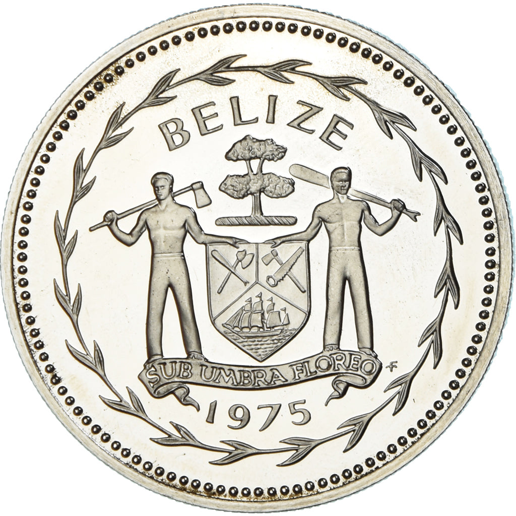 Moneta, Belize, 5 Dollars, 1975, Franklin Mint, Proof, MS(65-70), Miedź-Nikiel