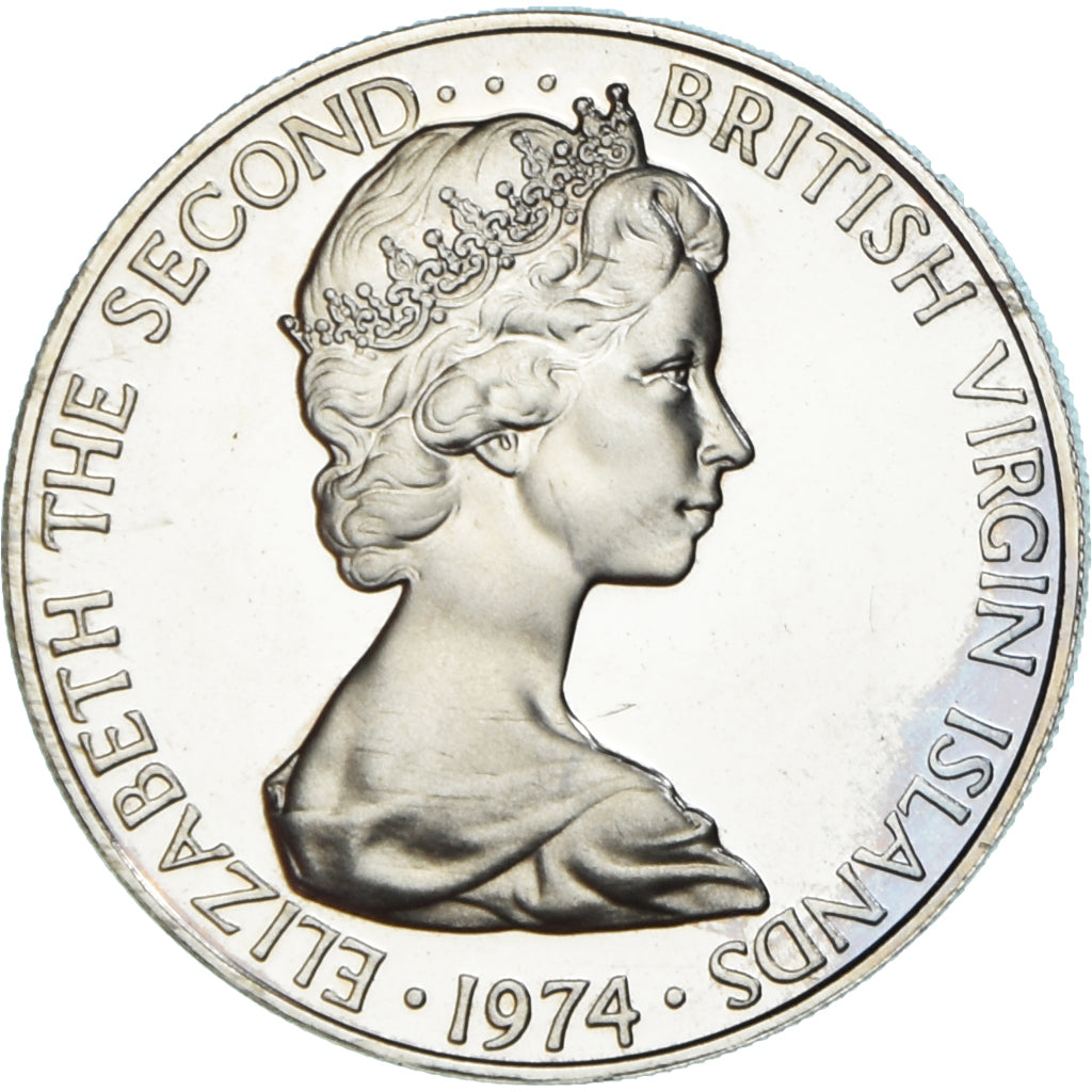 Monnaie, Îles Vierges britanniques, Elizabeth II, 25 Cents, 1974, Franklin