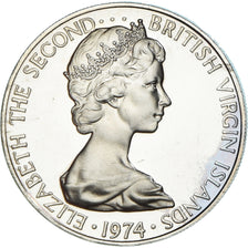 Monnaie, Îles Vierges britanniques, Elizabeth II, 25 Cents, 1974, Franklin