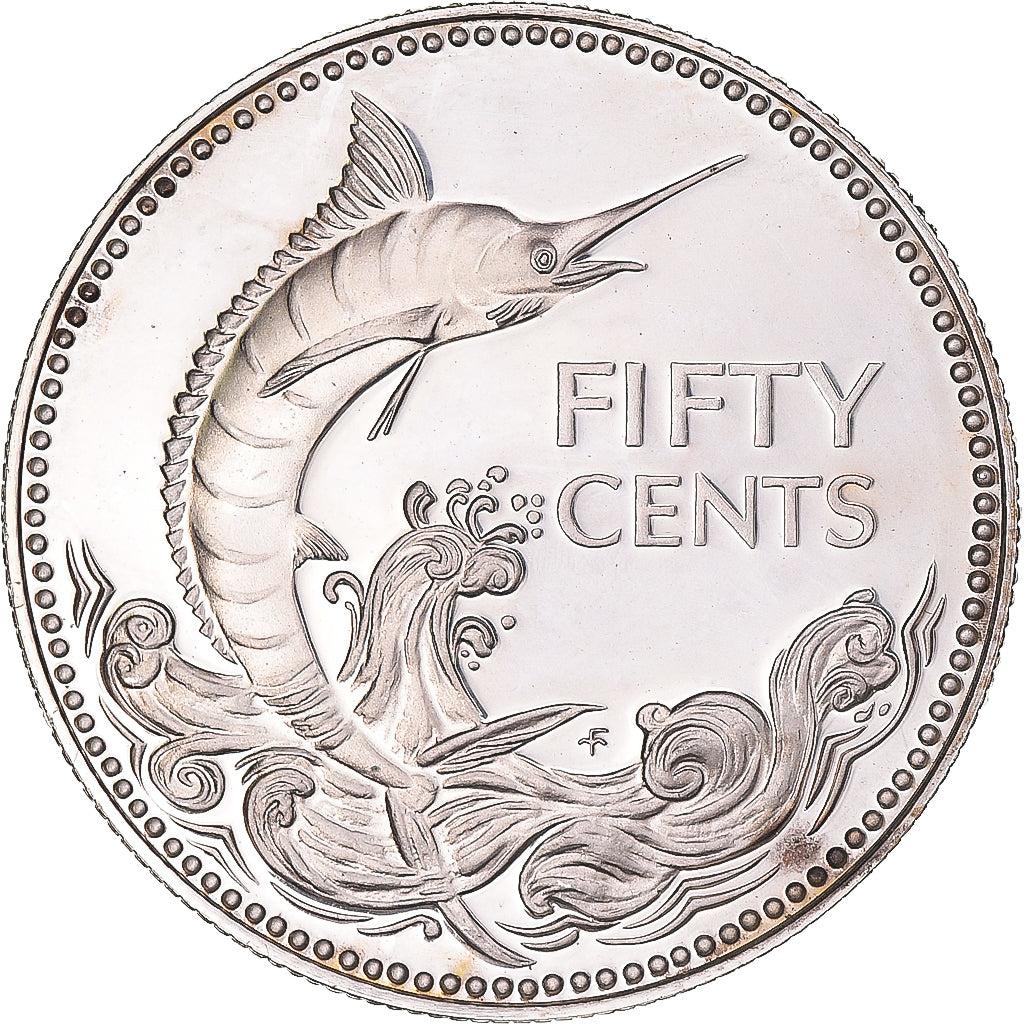 Coin, Bahamas, Elizabeth II, 50 Cents, 1977, Franklin Mint, U.S.A., Proof