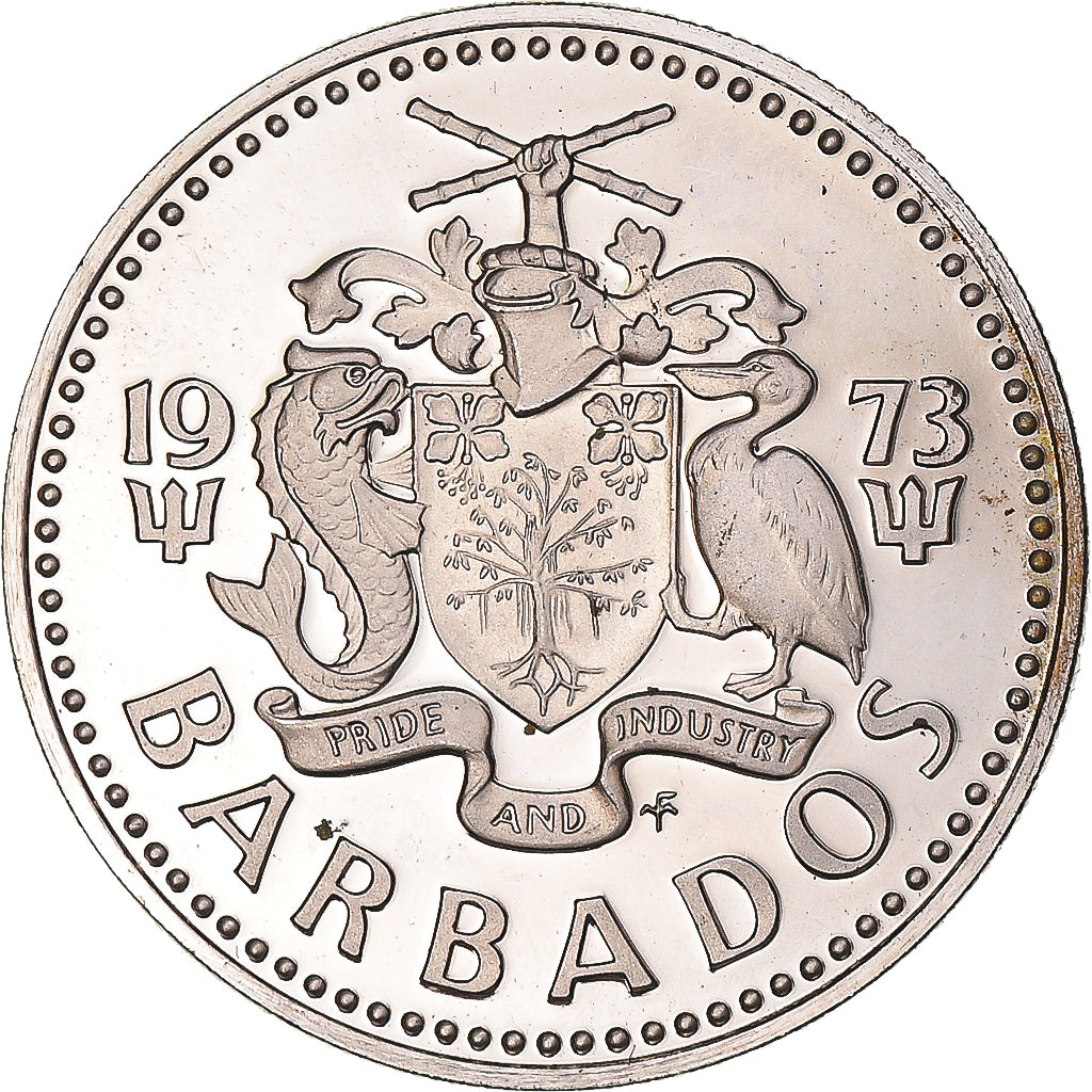 Monnaie, Barbade, 25 Cents, 1973, Franklin Mint, Proof, FDC, Cupro-nickel, KM:13