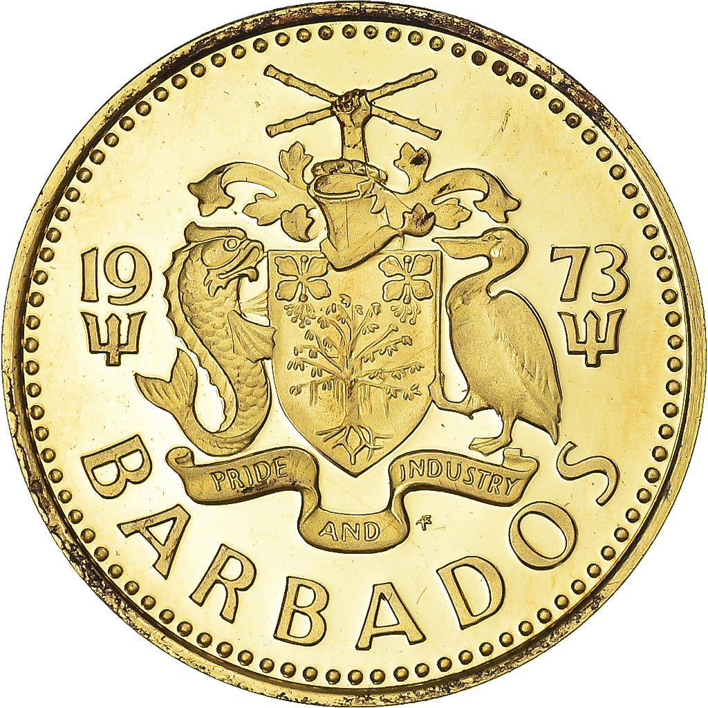 Monnaie, Barbade, 5 Cents, 1973, Franklin Mint, Proof, FDC, Laiton, KM:11