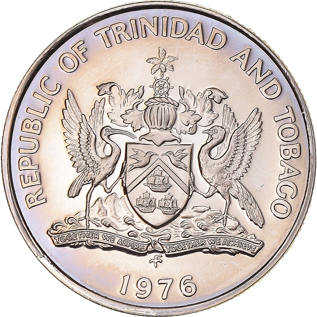 Münze, TRINIDAD & TOBAGO, 25 Cents, 1976, Proof, STGL, Kupfer-Nickel, KM:32
