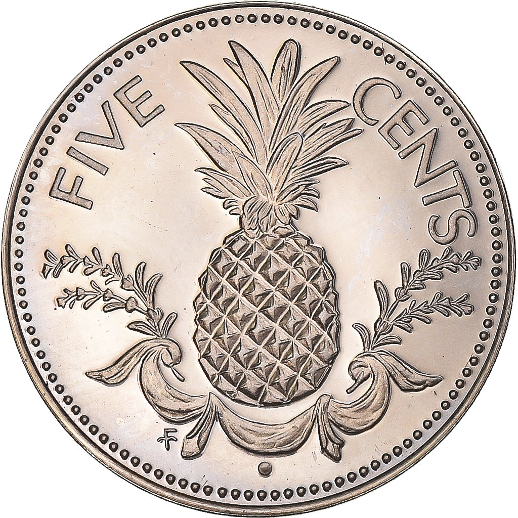 Coin, Bahamas, Elizabeth II, 5 Cents, 1977, Franklin Mint, U.S.A., Proof
