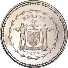 Moeda, Belize, 10 Cents, 1974, Franklin Mint, Proof, MS(65-70), Cobre-níquel