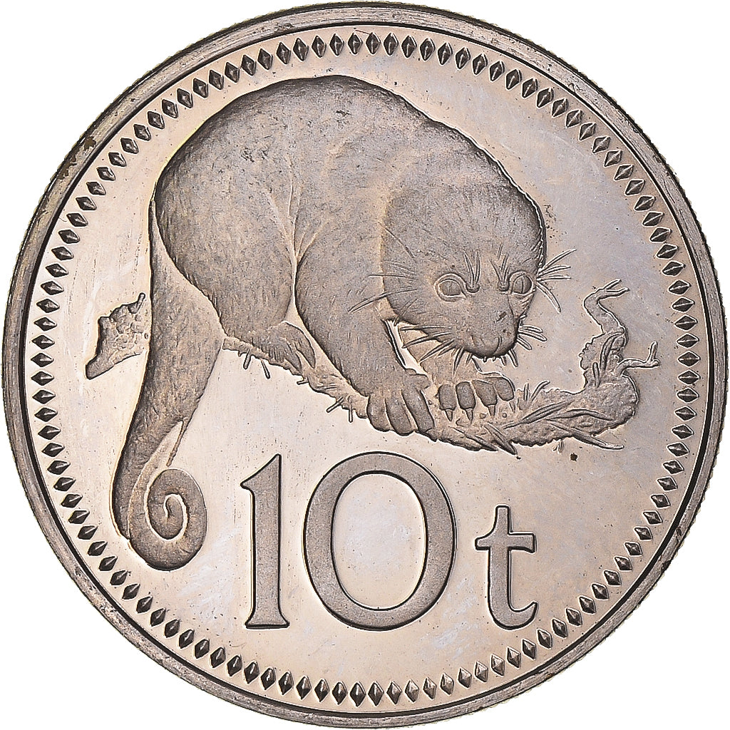 Coin, Papua New Guinea, 10 Toea, 1975, Franklin Mint, Proof, MS(65-70)
