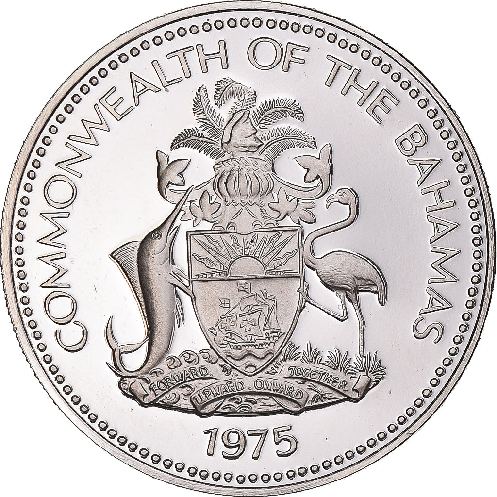 Coin, Bahamas, Elizabeth II, 25 Cents, 1975, Franklin Mint, U.S.A., Proof
