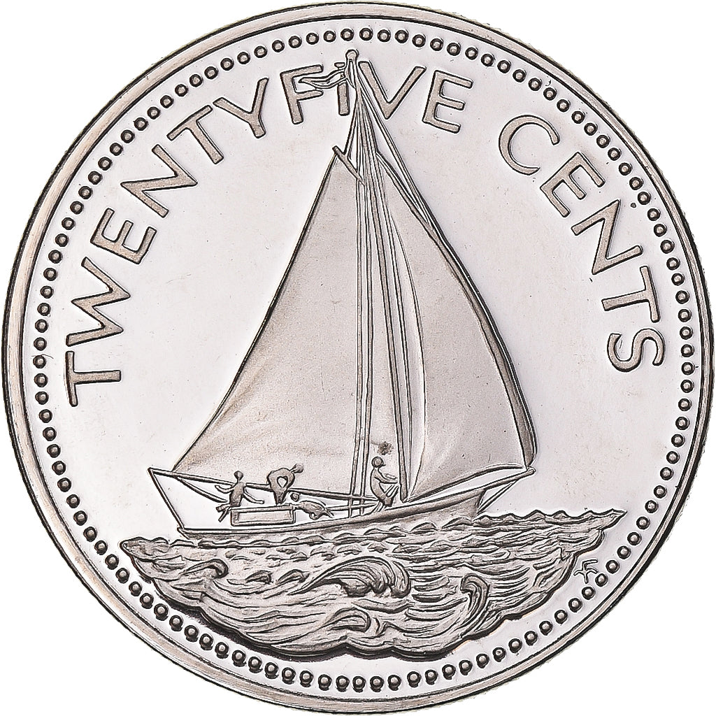 Coin, Bahamas, Elizabeth II, 25 Cents, 1975, Franklin Mint, U.S.A., Proof