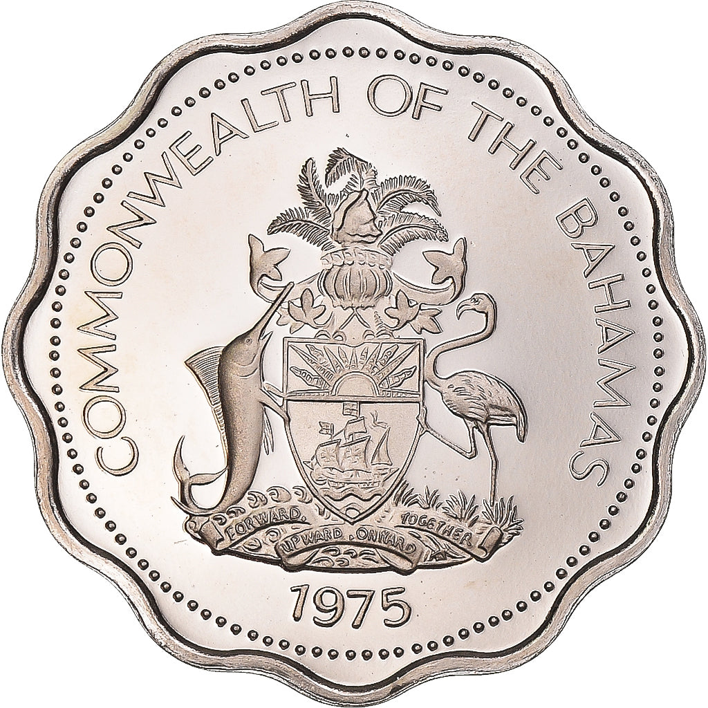 Coin, Bahamas, Elizabeth II, 10 Cents, 1975, Franklin Mint, U.S.A., Proof