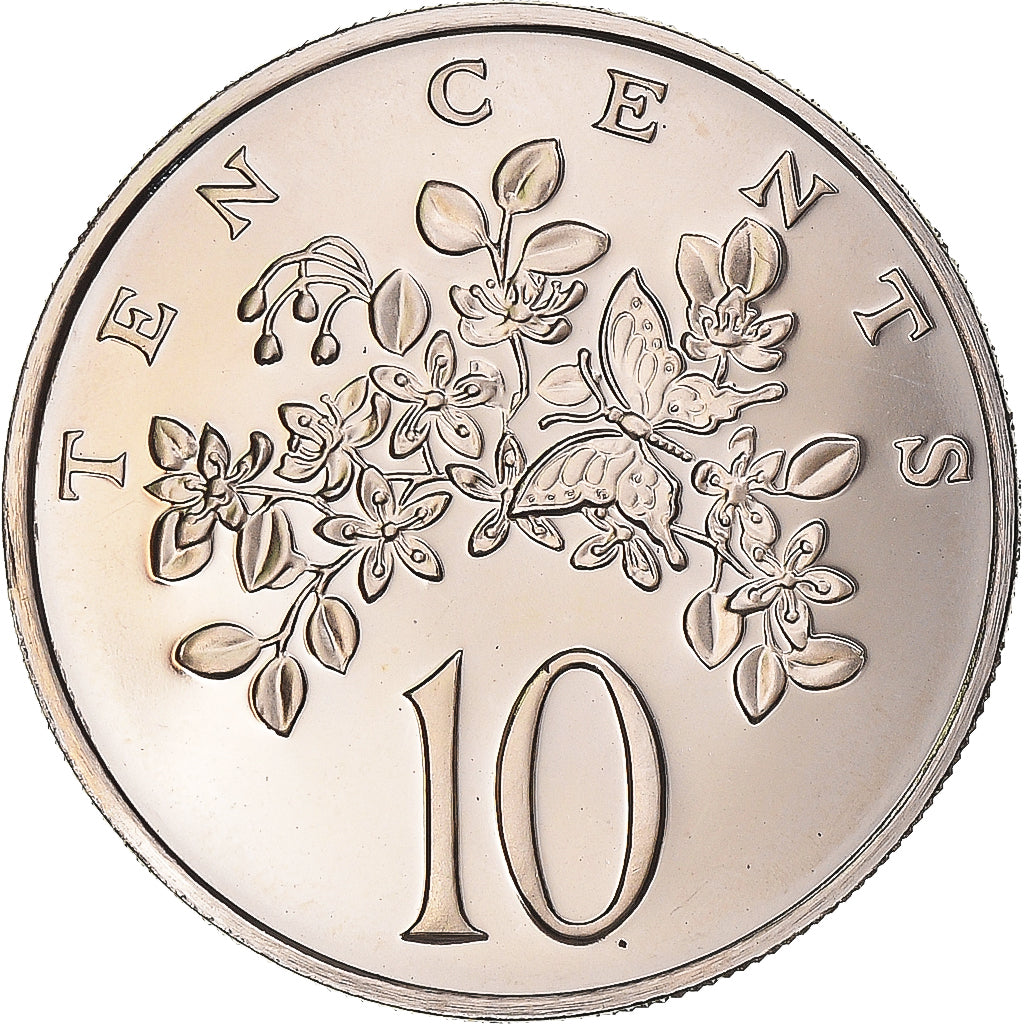 Moeda, Jamaica, Elizabeth II, 10 Cents, 1976, Franklin Mint, USA, Proof