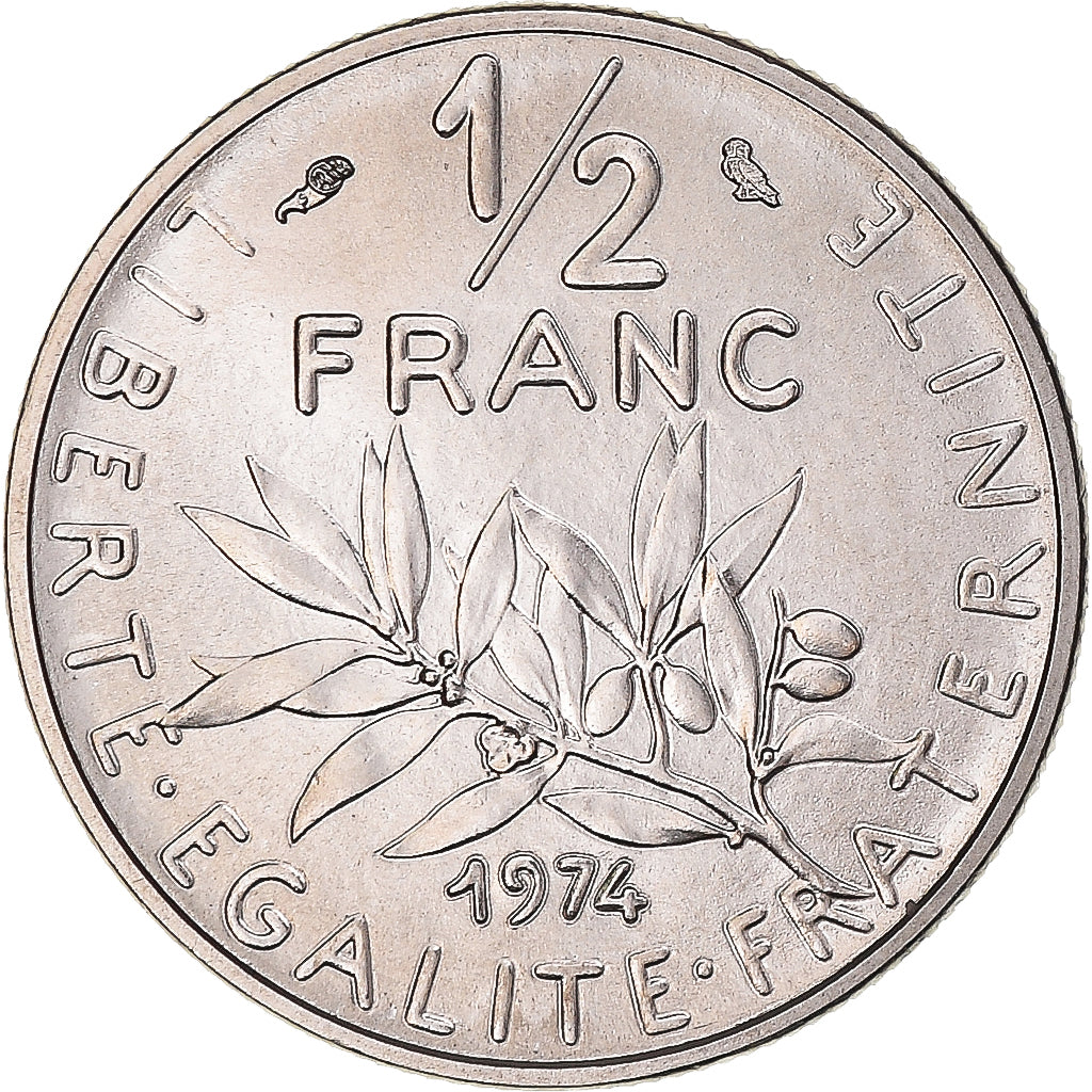 Moneta, Francia, Semeuse, 1/2 Franc, 1974, Paris, FDC, Nichel, KM:931.1