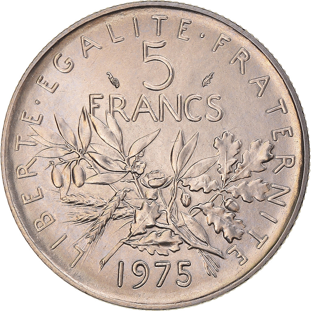 Coin, France, Semeuse, 5 Francs, 1975, Paris, MS(65-70), Nickel Clad