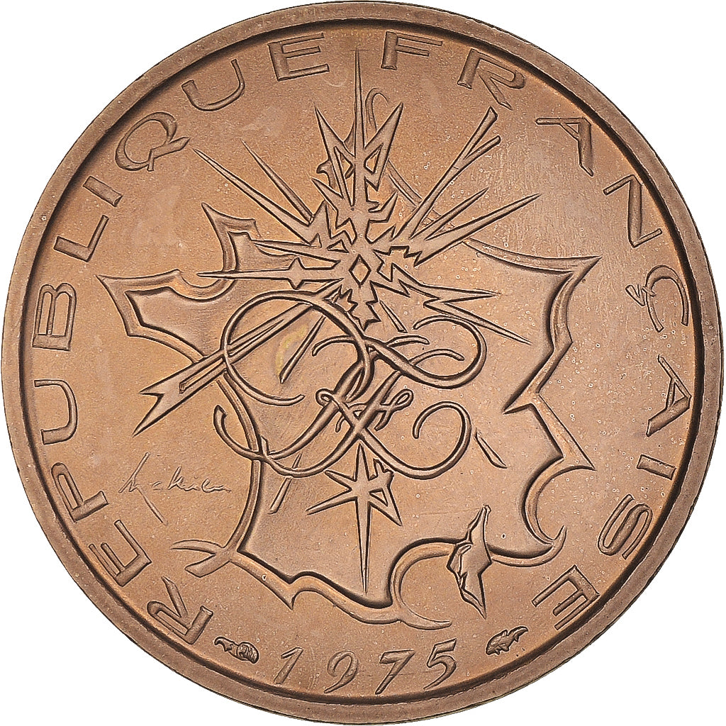 Moneta, Francia, Mathieu, 10 Francs, 1975, Paris, Tranche B, FDC, Nichel-ottone