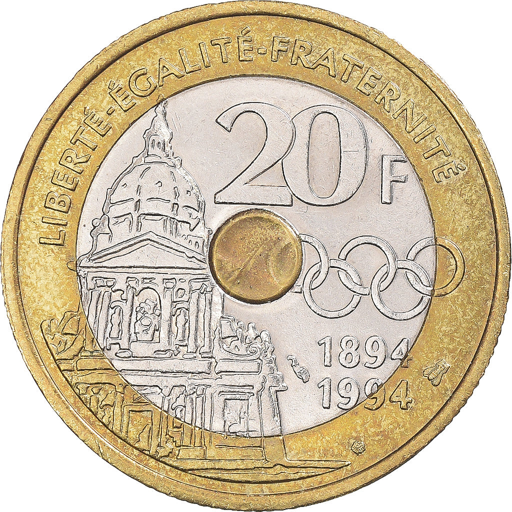 Münze, Frankreich, Pierre de Coubertin, 20 Francs, 1994, Paris, VZ
