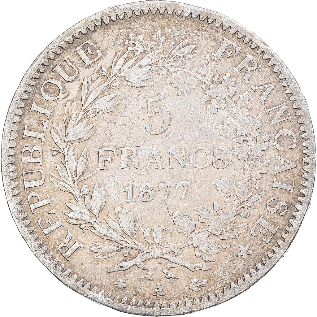 Coin, France, Hercule, 5 Francs, 1877, Paris, VF(30-35), Silver, KM:820.1