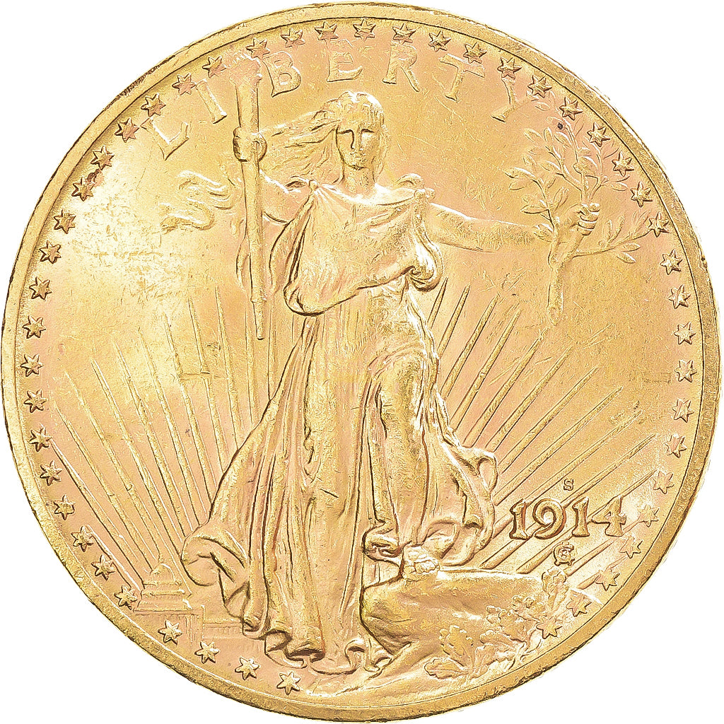 Monnaie, États-Unis, Saint-Gaudens, 20 Dollars, 1914, San Francisco, SUP, Or