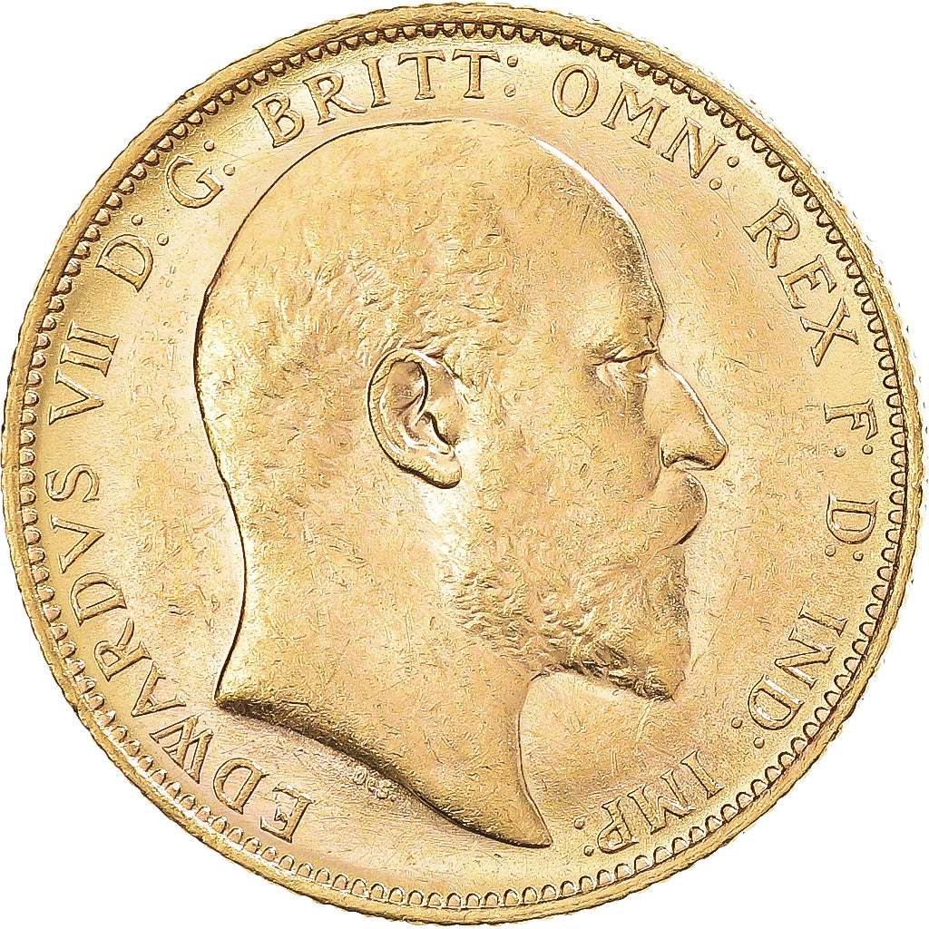 Coin, Australia, Edward VII, Sovereign, 1908, Melbourne, AU(55-58), Gold, KM:15