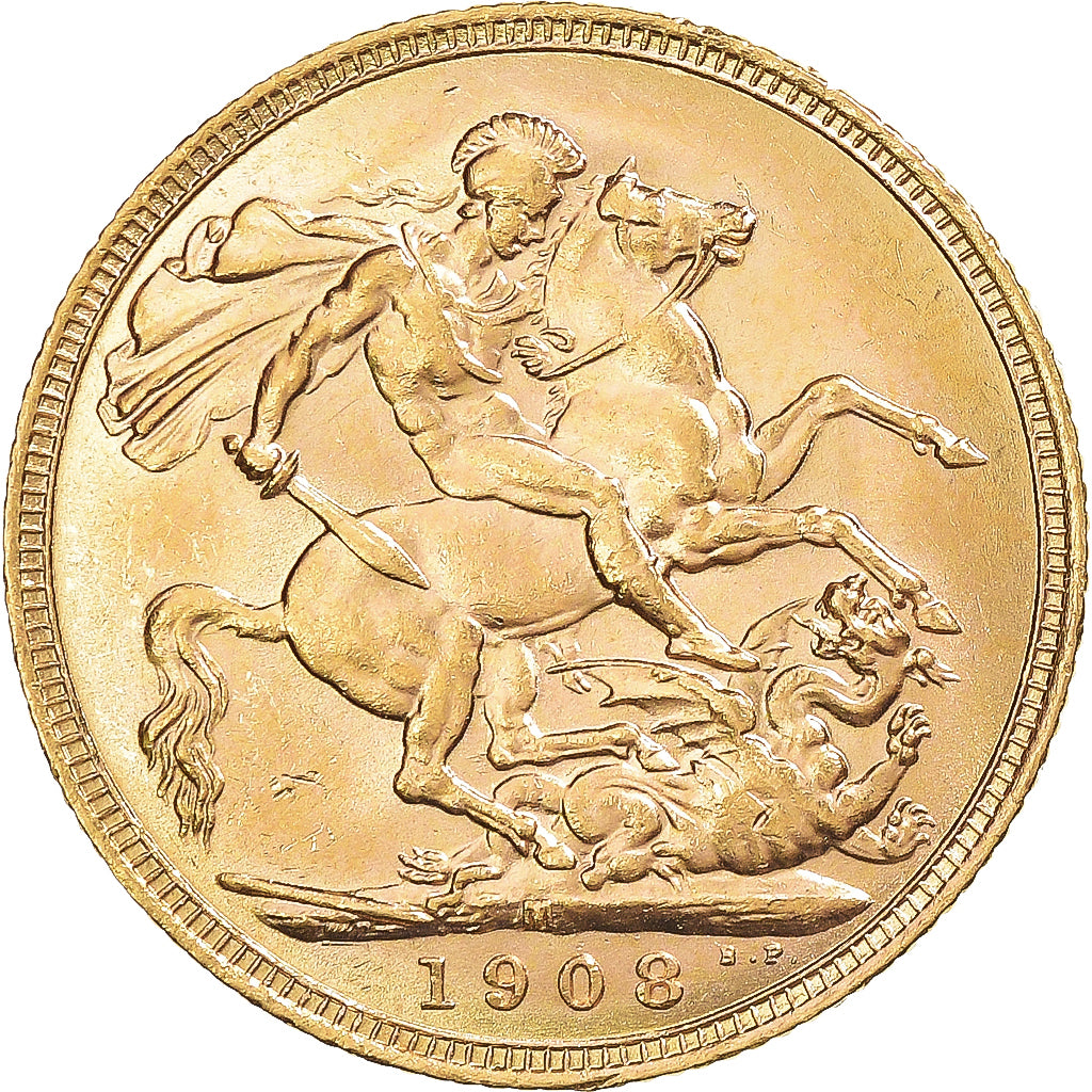 Coin, Australia, Edward VII, Sovereign, 1908, Melbourne, AU(55-58), Gold, KM:15