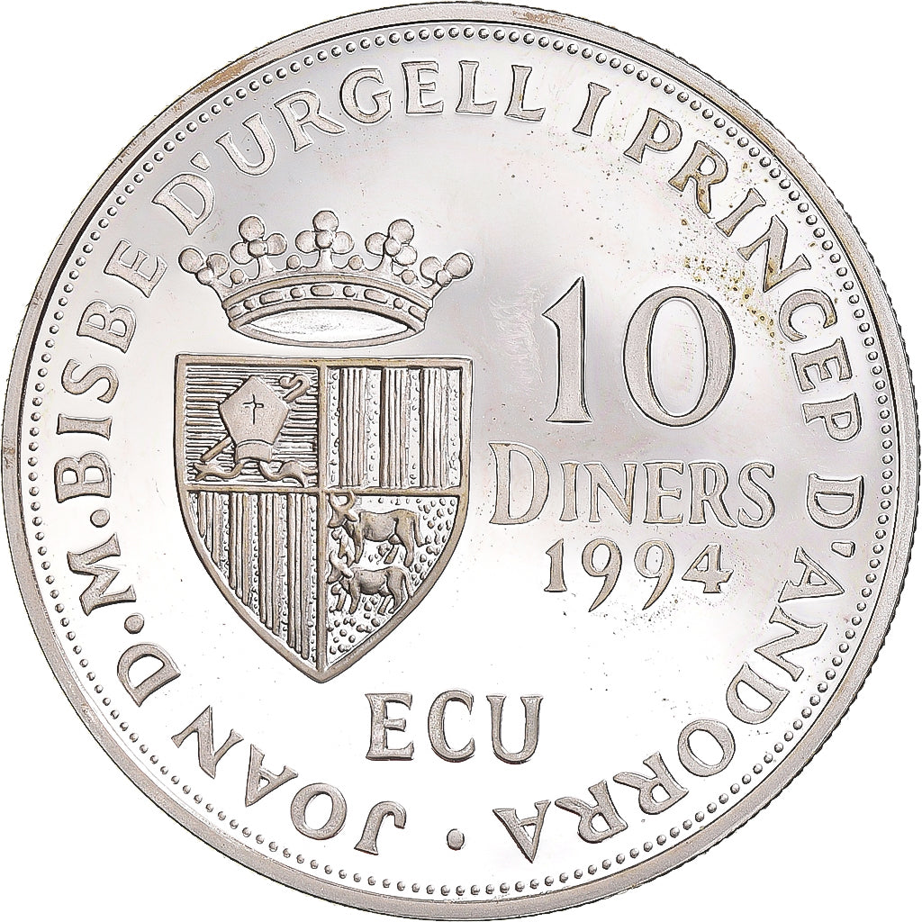Münze, Andorra, 10 Diners, 1994, Proof, STGL, Silber, KM:97