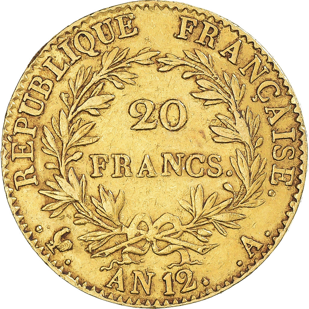 Coin, France, Bonaparte Ier Consul, 20 Francs, An 12 (1804), Paris, AU(50-53)