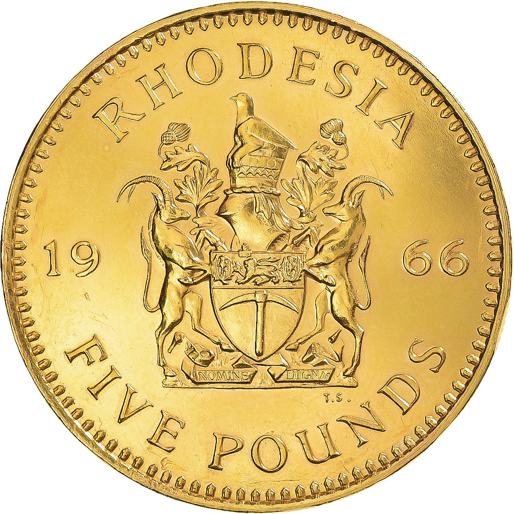 Coin, Rhodesia, Elizabeth II, 5 Pounds, 1966, British Royal Mint, MS(60-62)
