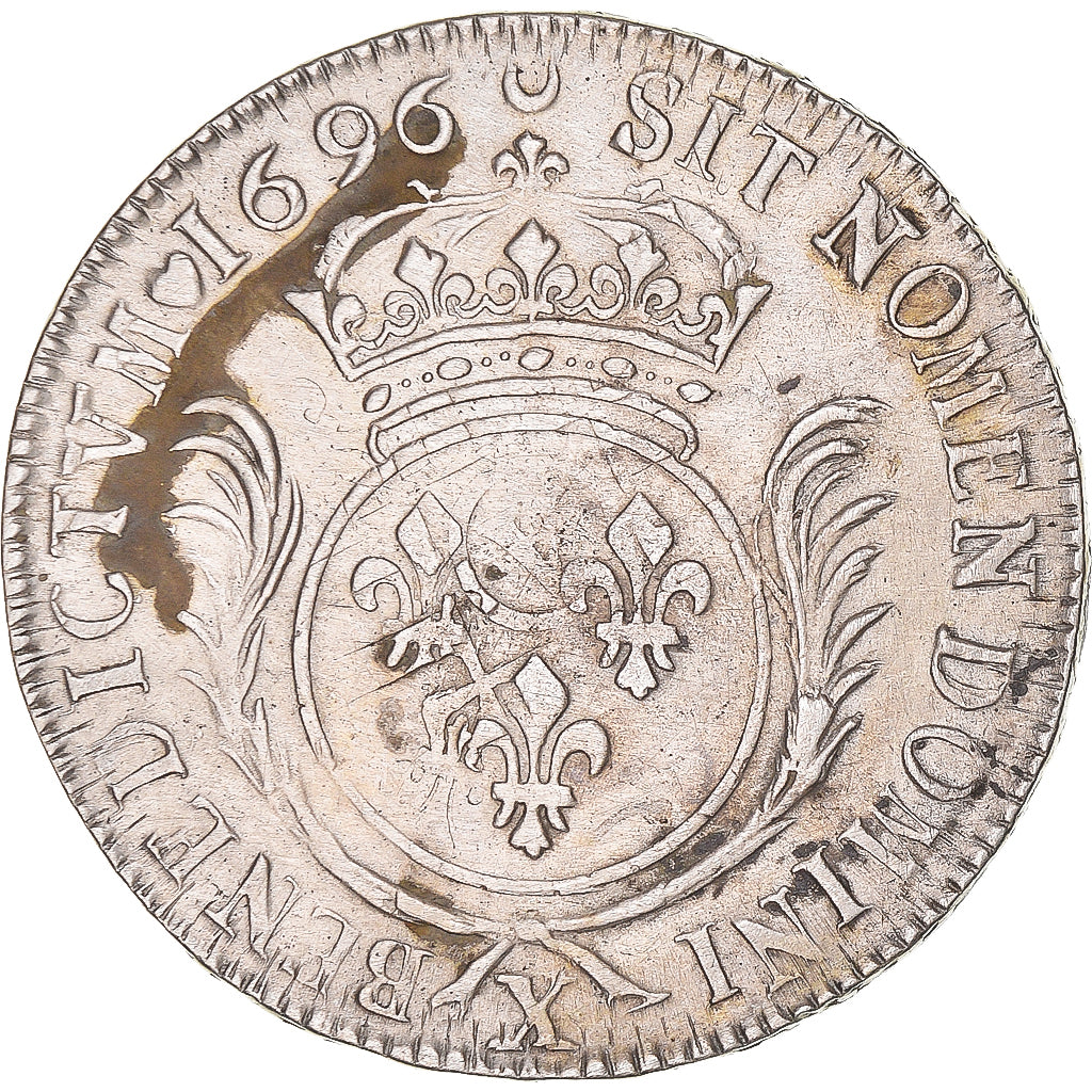 Munten, Frankrijk, Louis XIV, Écu aux palmes, Ecu, 1696, Amiens, réformé, ZF