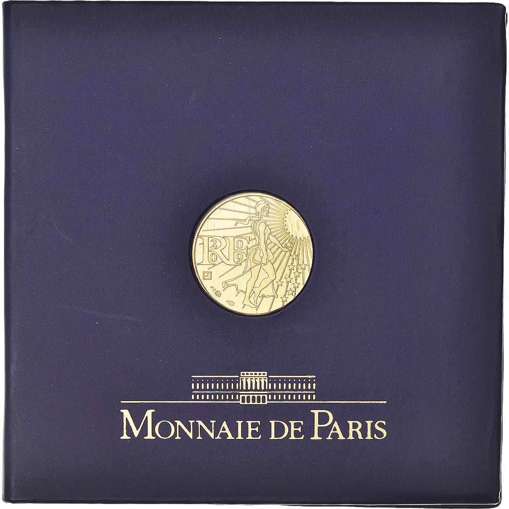 Francja, Semeuse, 100 Euro, 2009, Paris, BE, MS(65-70), Złoto, Gadoury:EU339