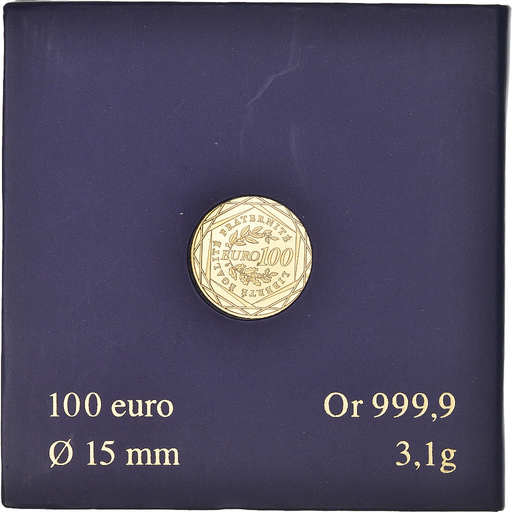 Francja, Semeuse, 100 Euro, 2009, Paris, BE, MS(65-70), Złoto, Gadoury:EU339